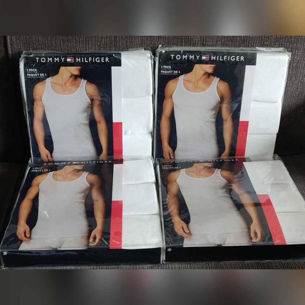 NEW Tommy Hilfiger 3-pack 100% Cotton White Tank Undershirts for Men